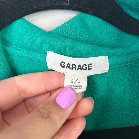 Garage green mock neck 3/4 zip pullover size large - Picture 6 of 8